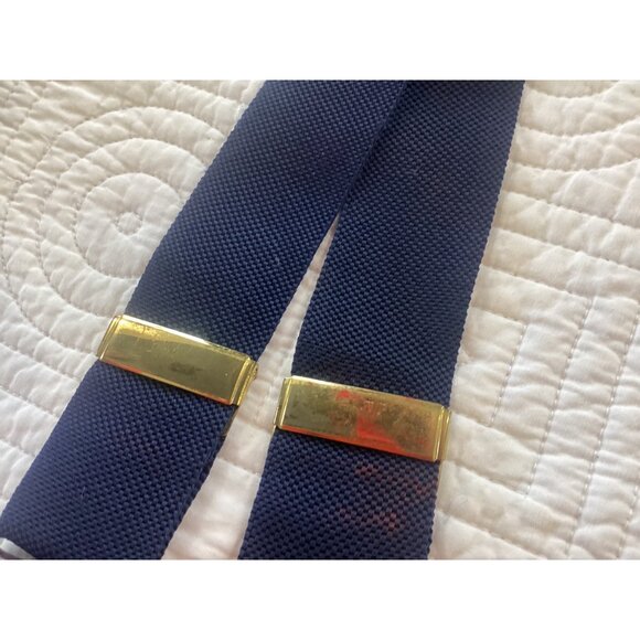 Vintage TRAFALGAR Maroon Blue Nylon Suspenders Braces | Leather Tabs - Picture 10 of 10